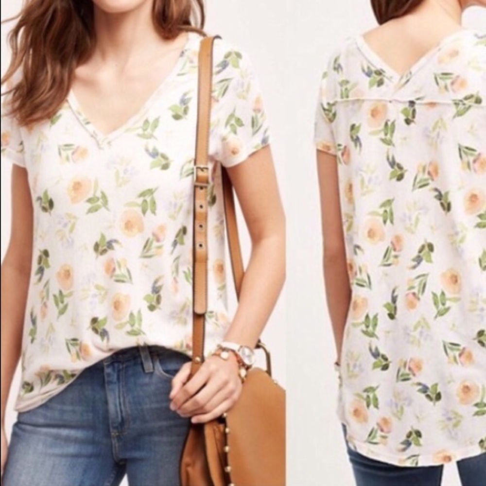 Anthropologie | Watercolor Floral Tee
